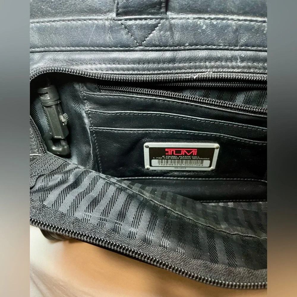 Vintage Tumi Black Leather Laptop Bag
